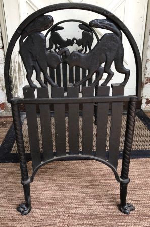 Art Deco Era Cast Iron Bench With Black Cats on Fence 9.jpg