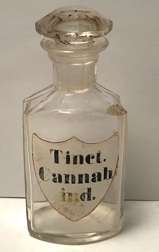 19th C. Apothecary Bottle with Original Stopper Tinct. Cannab. ind. Tinture of Cannabis 1.jpg