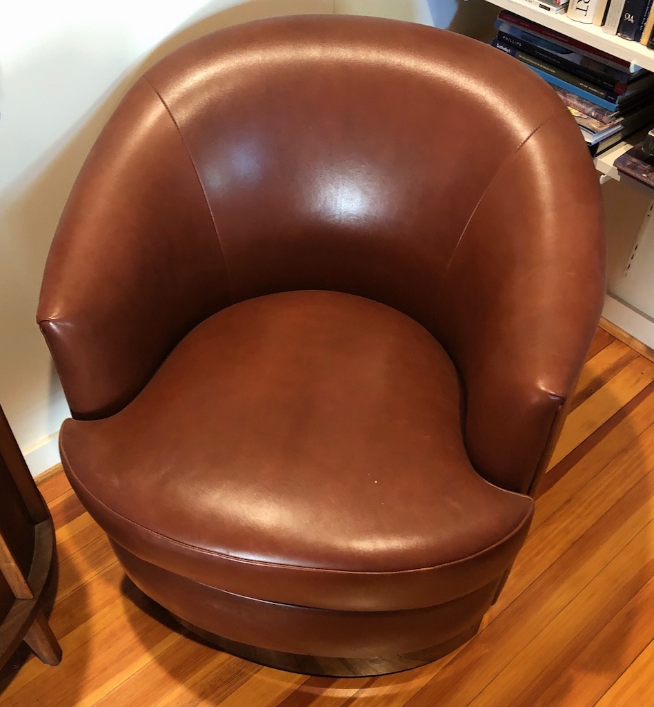 2 Vintage Mid Century Designed Karl Springer Leather Lounge Chairs Circa 1980s 8.jpg