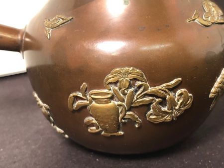 Meiji Era Mix Metal Japanese Tea Pot SIde Handle Kyusu 5.jpg