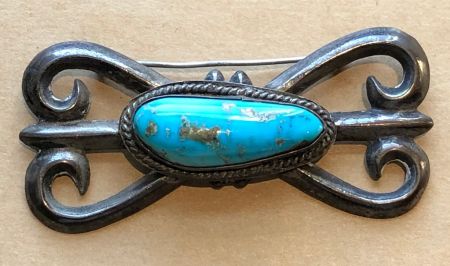 Native American Brooch Torquoise and Silver Signed BW Navajo 1.jpg