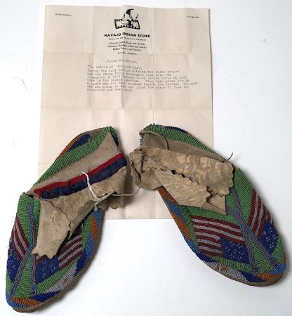 Pair of late 19th Indian Moccasins with American Flag  Beaded 1.jpg
