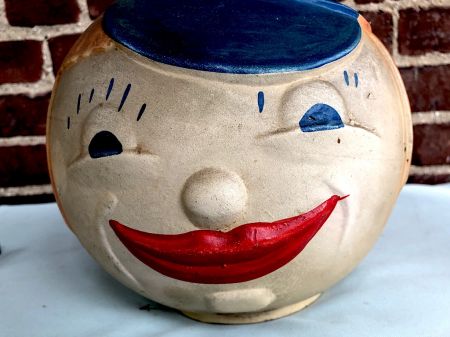 Robinson Ransbottom Cookie Jar Young Girl with US Doughboy Hat Lid 14.jpg