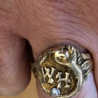 14k Gold Ring Dragon with Initials WH and Diamond 1.jpg