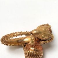18k Gold Etruscan Revival Ram's Head Bracelet Earrings and Brooch Set 25.jpg