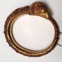 18k Gold Etruscan Revival Ram's Head Bracelet Earrings and Brooch Set 3.jpg