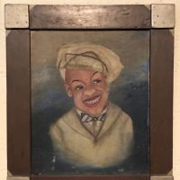 1920s Painting on Board Afrcian American Man with Beret Folk Art Frame 12.jpg