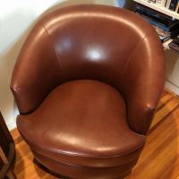 2 Vintage Mid Century Designed Karl Springer Leather Lounge Chairs Circa 1980s 8.jpg