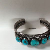 Antique Pawn Navajo Silver Cuff with Turquoise 11.jpg