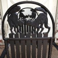 Art Deco Era Cast Iron Bench With Black Cats on Fence 9.jpg