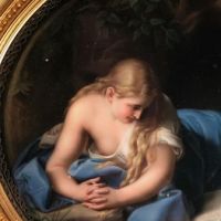 Reclining Mary Magdalene After Batoni Painted Porcelain in Deep Oval Guilt Frame Circa 1870’s 06.jpg