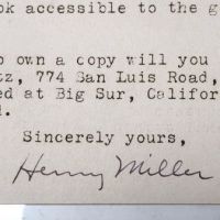 Signed Typed Letter by Henry Miller 2 (in lightbox)