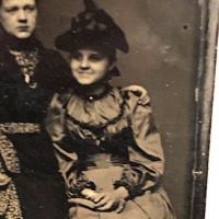 Tintype of Two Women with Amazing Detailing on Clothes Circa 1890s 3.jpg