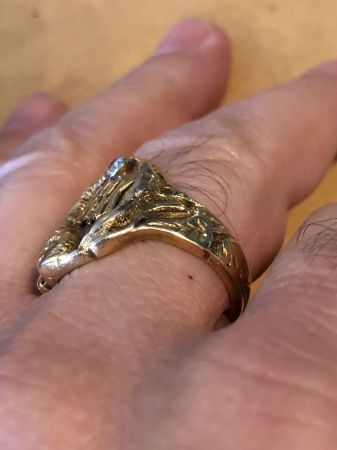 14k Gold Ring Dragon with Initials WH and Diamond 2.jpg