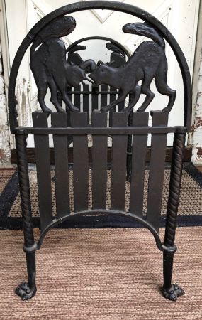 Art Deco Era Cast Iron Bench With Black Cats on Fence 10.jpg