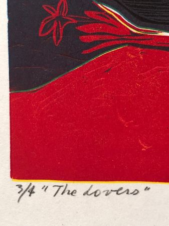 Naul Ojeda woodcut signed and numbered The Lovers 1976 7.jpg