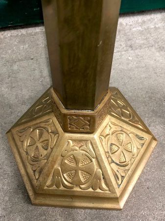 Pr of Brass Church Floor Candlesticks 6.jpg