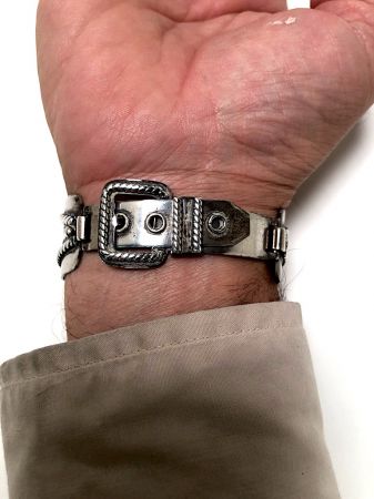 Pre WWII Silver Native American Silver Watch Band with Buckle Clasp 5.jpg