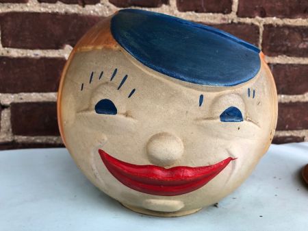 Robinson Ransbottom Cookie Jar Young Girl with US Doughboy Hat Lid 15.jpg