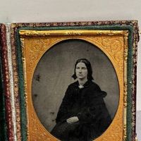 Ambrotype by G. Brown 51 Coney Street York Mourning Portrait with Fabric 2 (in lightbox)