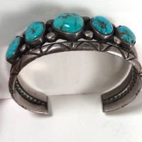 Antique Pawn Navajo Silver Cuff with Turquoise 12.jpg