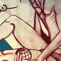 Art Deco Style Mural Painting Modern Adam and Eve 19 (in lightbox)