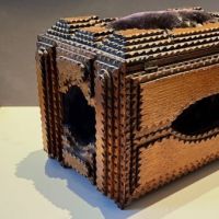 Boudoir Tramp Art Box with Hat Pin Cusion Top and Hiden Drawer 6.jpg