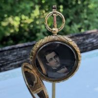 Double Portrait Locket with 2 Daguerreotypes Man and Woman Rose Gold Ornate Case 12.jpg