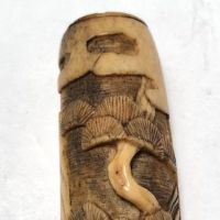 Japanese Kiseru zutsu Pipe-Case Carved Antler Circa Late 19th C 4.jpg