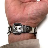 Pre WWII Silver Native American Silver Watch Band with Buckle Clasp 5.jpg