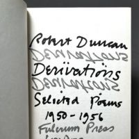 Robert Duncan Derivations 1968 Published by Fulcrum Press Hardback with Dust Jacket 6 (in lightbox)