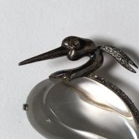 Trifari Alfred Philippe Heron Stork with Glass Belly and Rhinestone Pin Brooch 12.jpg