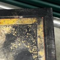 Vicrtorian Iron Black Revolving Bookcase Stenciled 10 (in lightbox)