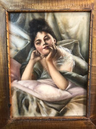  Woman Lying in Bed Oil on Canvas Circa 1900 3.jpg