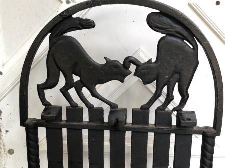Art Deco Era Cast Iron Bench With Black Cats on Fence 11.jpg