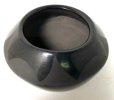 Black on Black Native American Pot Santa Clara Bowl By Gregorita Chavarria 2.jpg