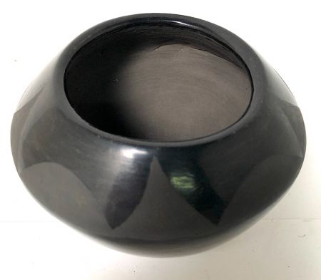 Black on Black Native American Pot Santa Clara Bowl By Gregorita Chavarria 2.jpg