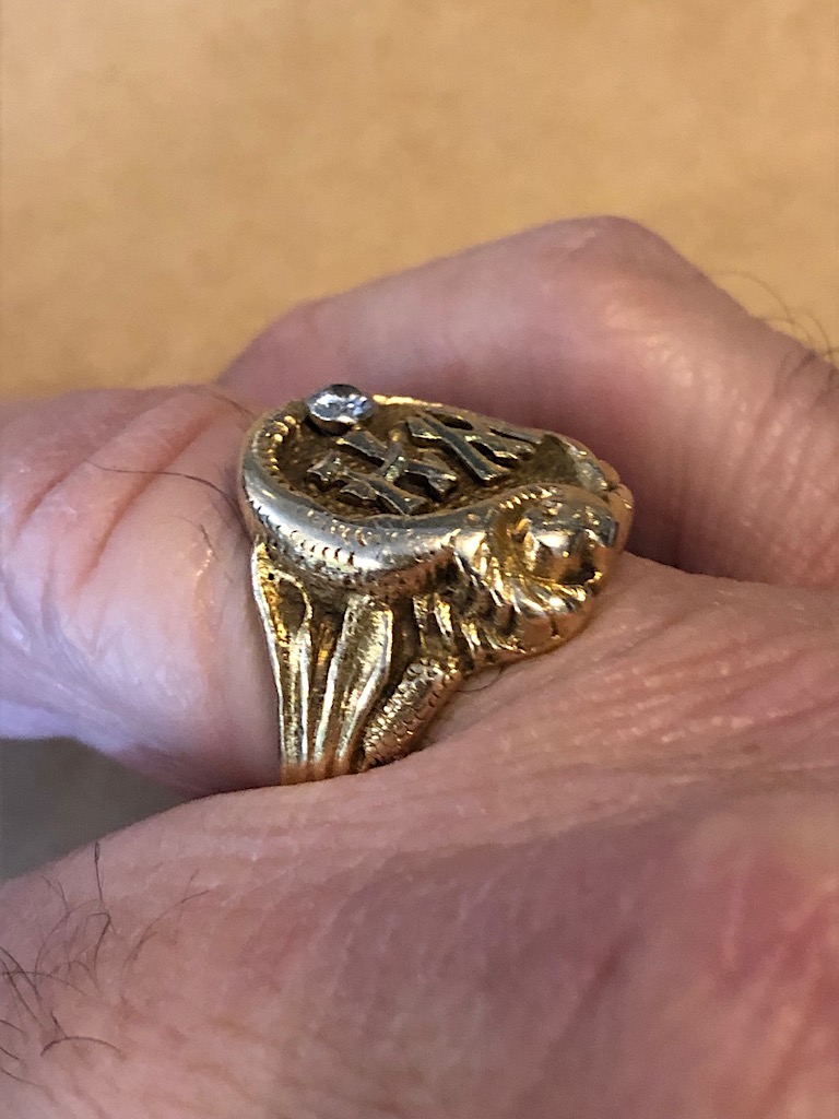 14k Gold Ring Dragon with Initials WH and Diamond 3.jpg