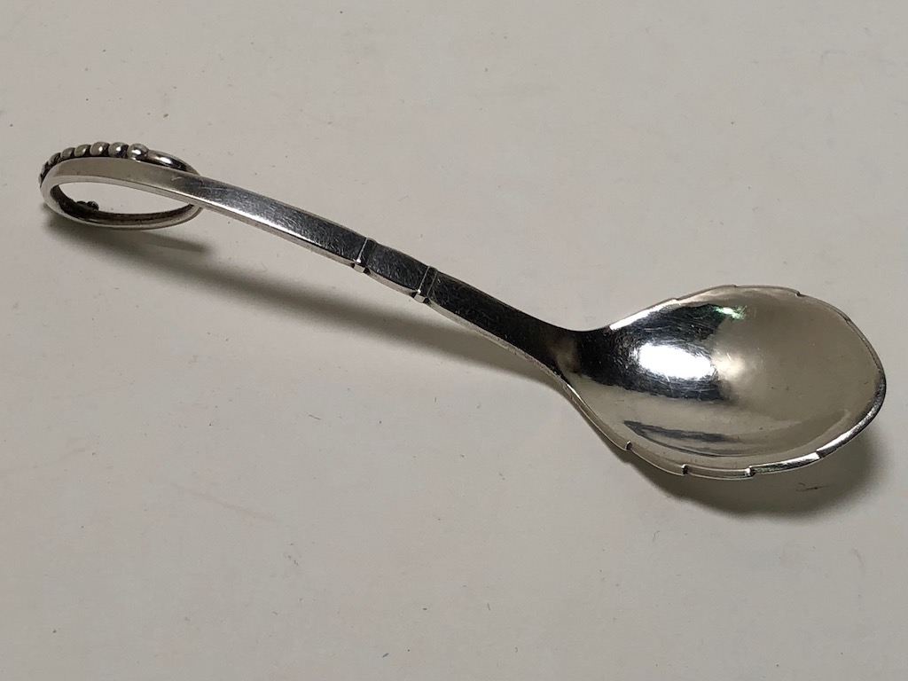 Georg Jensen Sterling Silver Ornamental Spoon 41with Early Hallmarks Sugar Spoon 2.jpg