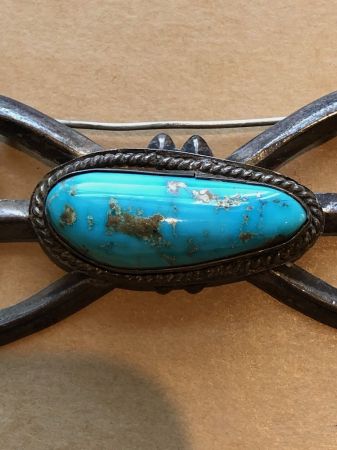 Native American Brooch Torquoise and Silver Signed BW Navajo 3.jpg