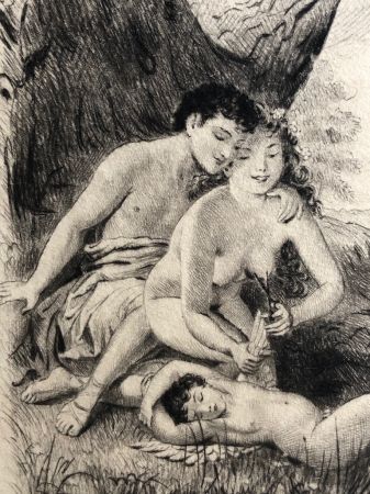 Paul Emile Becat Drypoint Etching Nude Couple Cutting Eros Wings 7.jpg