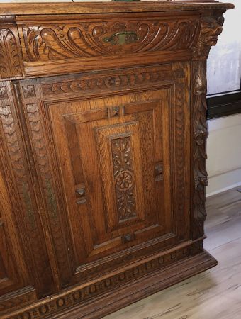 Renaissance Revival Oak 2 Door Cabinet 19th century 16.jpg