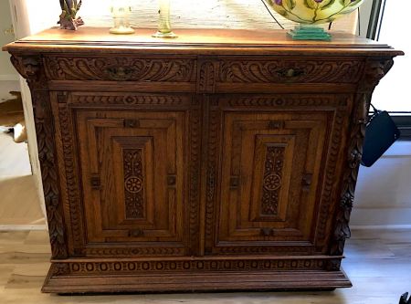 Renaissance Revival Oak 2 Door Cabinet 19th century 3.jpg