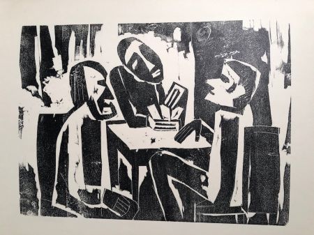 Robert M. Huth Woodcut Titled Tischgenossen Table Companions From Kundung Art Journal 1921 1.jpg