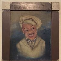 1920s Painting on Board Afrcian American Man with Beret Folk Art Frame 1.jpg