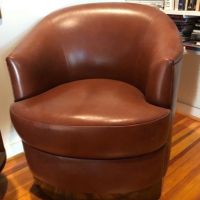 2 Vintage Mid Century Designed Karl Springer Leather Lounge Chairs Circa 1980s 10.jpg