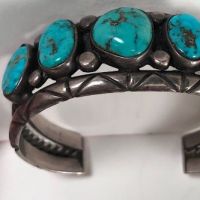 Antique Pawn Navajo Silver Cuff with Turquoise 13.jpg