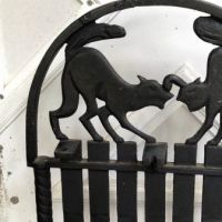 Art Deco Era Cast Iron Bench With Black Cats on Fence 11.jpg