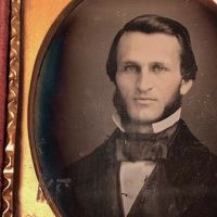 Daguerreotype of man with large square bowtie  stamped Pollack Balto 4.jpg