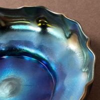 Louis Comfort Tiffany Blue Favrile Bowl LCT 1757 10 (in lightbox)